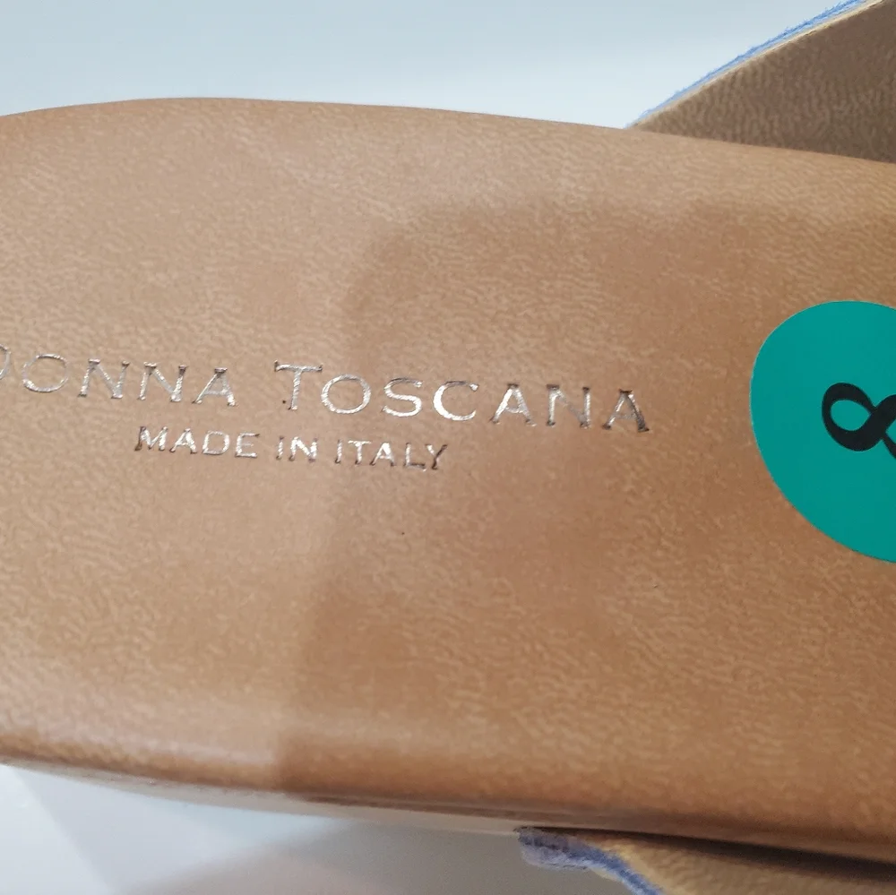 Blue suade clog sandals in size 8 new with tags by Donna Toscana made in… - Picture 3 of 7